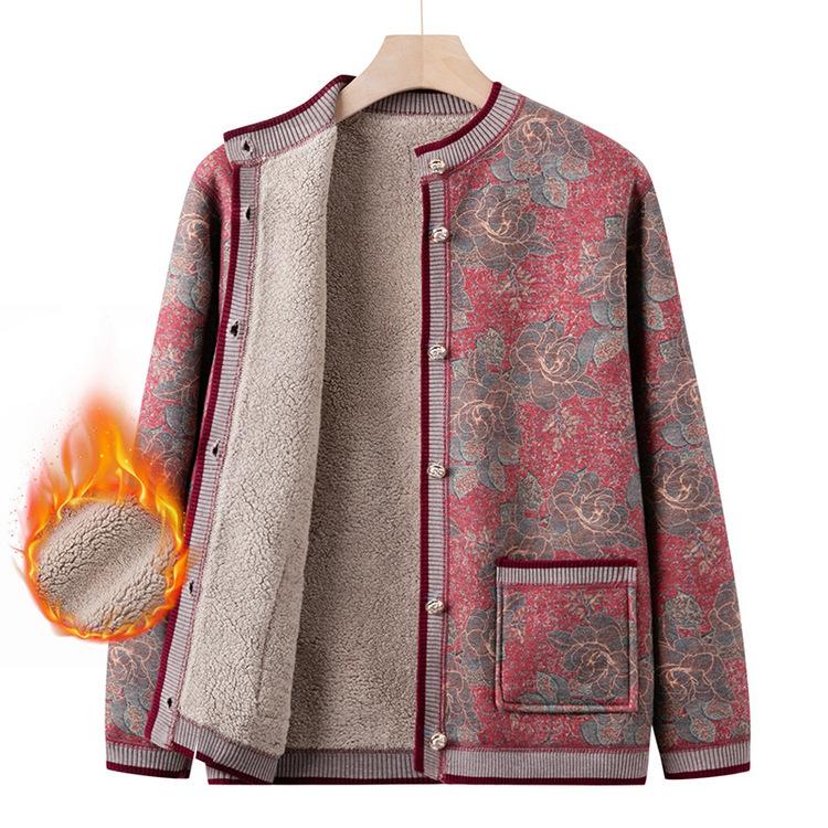 People Add Velvet and Thicken Autumn and Winter Sweaters. Female Mothers Wear New Cardigan Sweaters and Grandma's Autumn Coats.