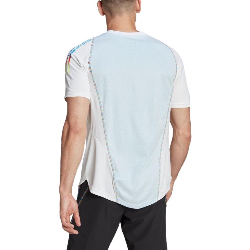 Adidas T Shirts Men's White V neck Moderate Straight Fit HJ9943