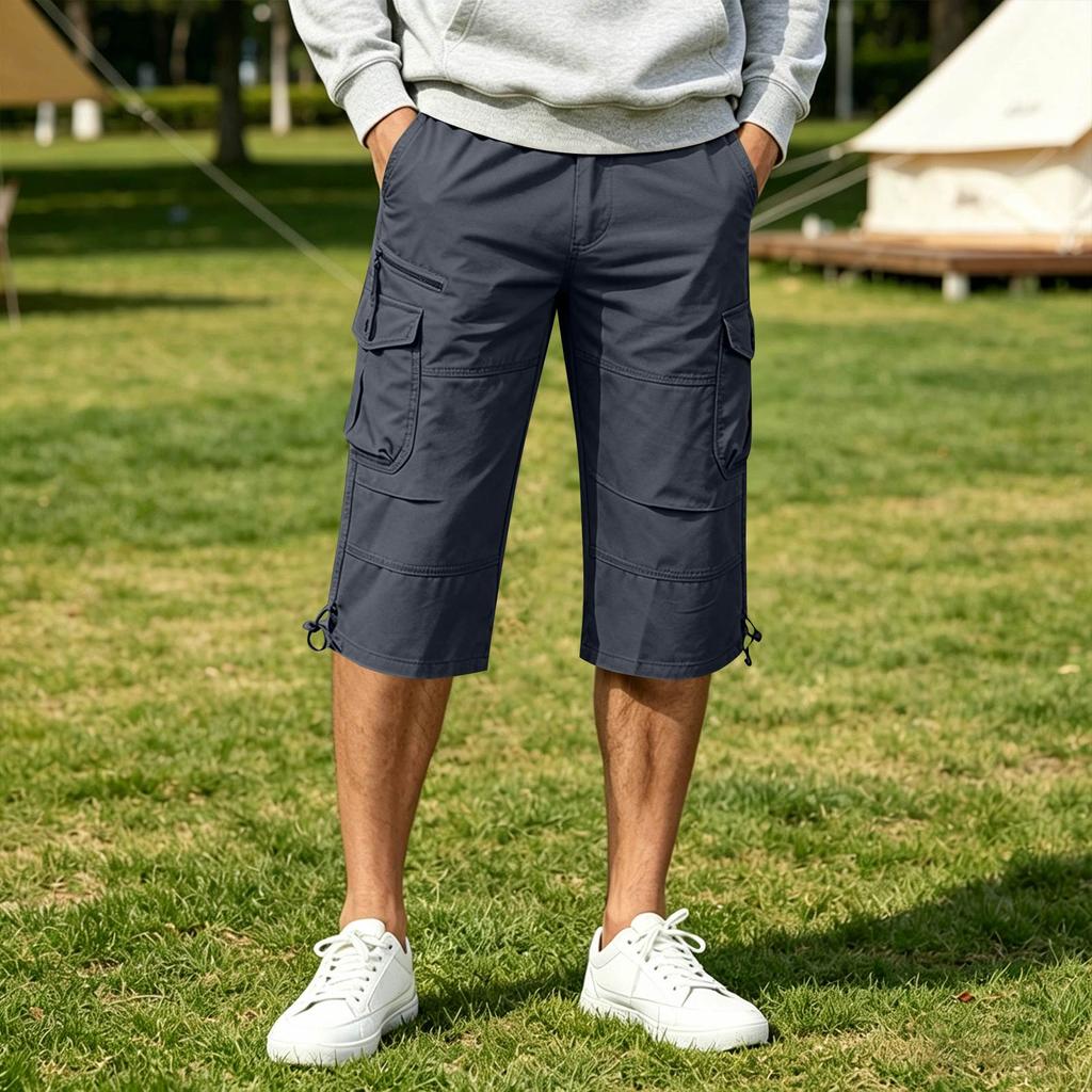 Pantaloni Capri da Uomo a Vestibilità Larga con Tasche Multiple Pantaloni Sette Ottavi Leggeri per Uso Esterno e Quotidiano