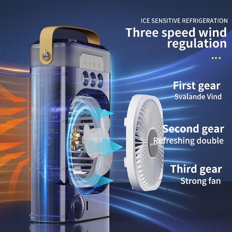 Rechargeable Air Conditioning Portable Desktop Cooling Fan with 3 Speed Suitable for Office and Bedroom Dormitory