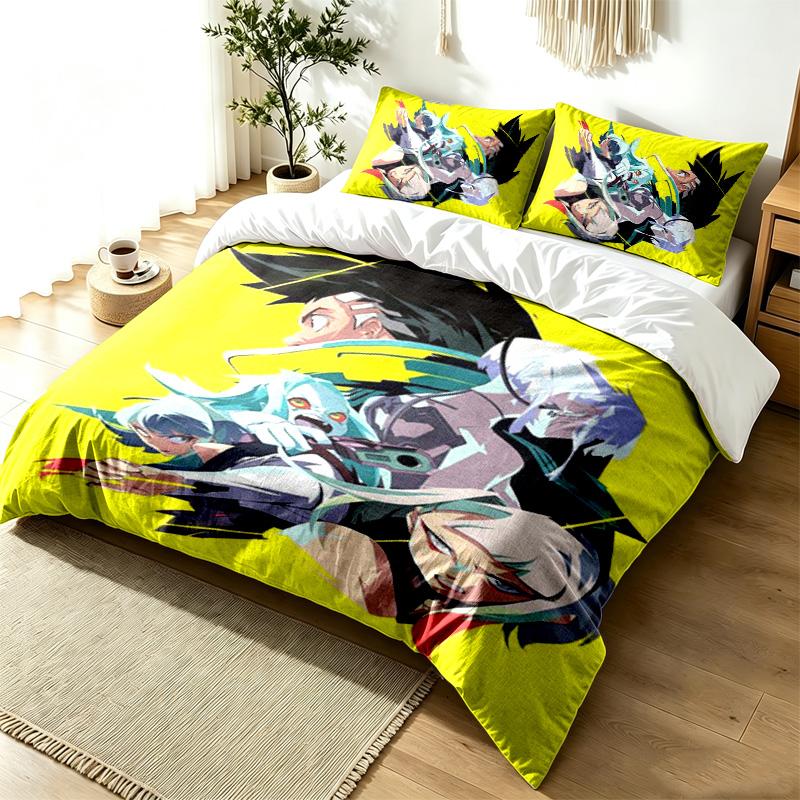Cyberpunk Edgerunners 3pc Duvet Cover Set Simple Modern Bedding Set Wrinkle Resistant Soft Fabric All Season Use a perfect gift