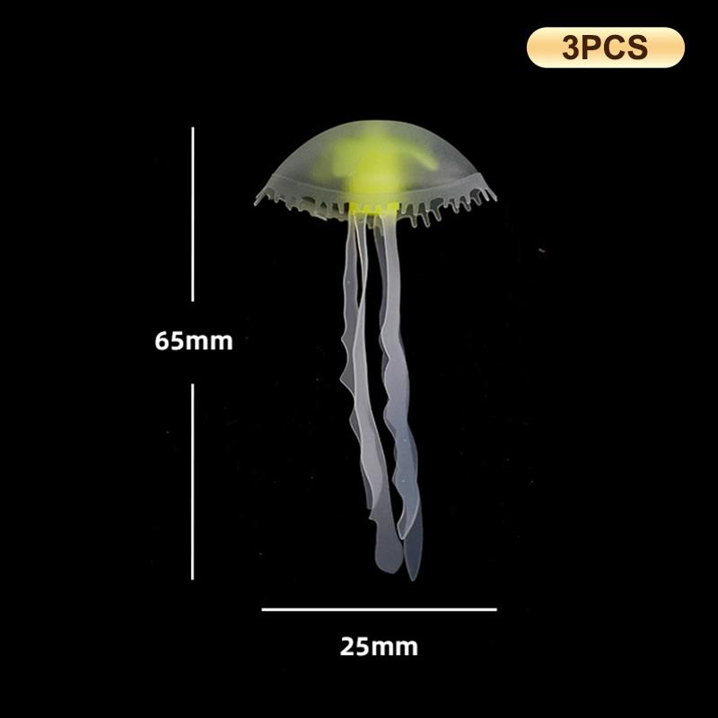 3Pcs Artificial Glowing Fluorescent Jellyfish Aquarium Decoration Fish Tank Underwater Plant Marine Aquatic Landscape Ornament