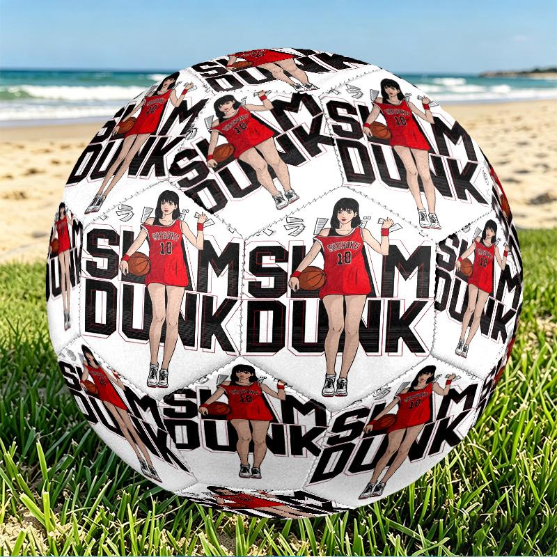 SLAM DUNK Print Size 5 Soccer Ball, PU Wear Resistant Football for Match Training and Daily Practice, Birthday Gift for Soccer Fans