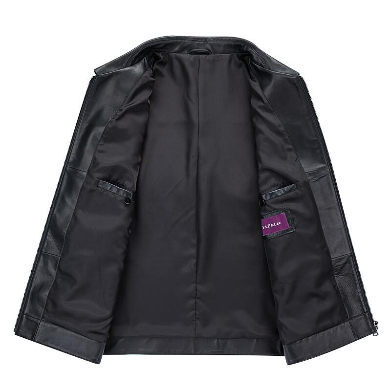 FAPAI Men's Genuine Sheepskin Turn-Down Collar Leather Jacket