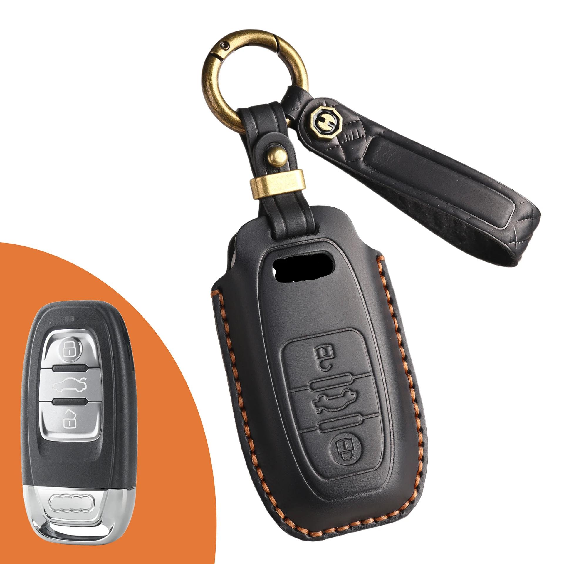 

Suitable for A3 Leather Key Bag Q3 Q2l Q4etron Car Leather High-grade BBA Key Decorative Bag Cowhide Key Protection Sleeve чёрный