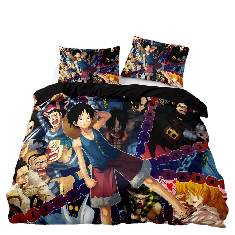 Anime One Pieces Bedding Collection Luffy Duvet Cover 3D Printing Quilt Cover Pillowcase Suit Kids Gift