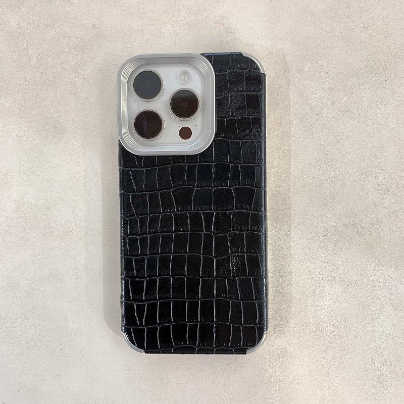 Alligator Leather Pattern Suitable for IPhone16 Mobile Phone Case All-inclusive 15promax Solid Color 14 Retro 13/12/11 Couple All-inclusive Anti-drop