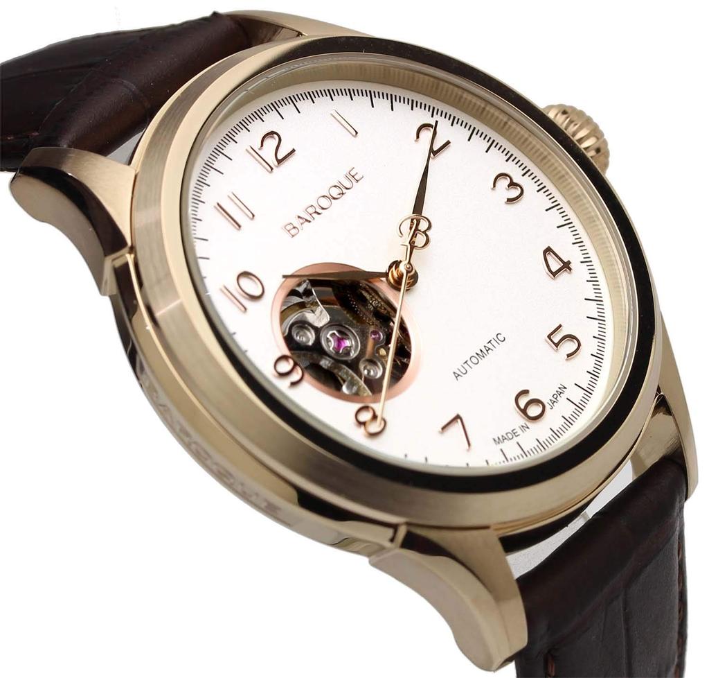 BAROQUE ETERNITA Watch 5 ATM Water Resistant Open Heart Automatic Winding PG White X Brown [BAROQUE] Men's BA3001RG-01BR