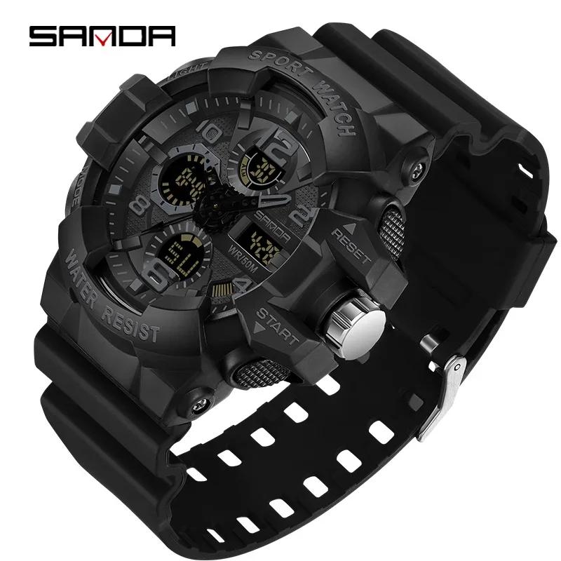 SANDA 3168 White Sport Watch LED Digital 50M Waterproof Watch Men Multifunction Clock Relogio Masculino Men Military Watches