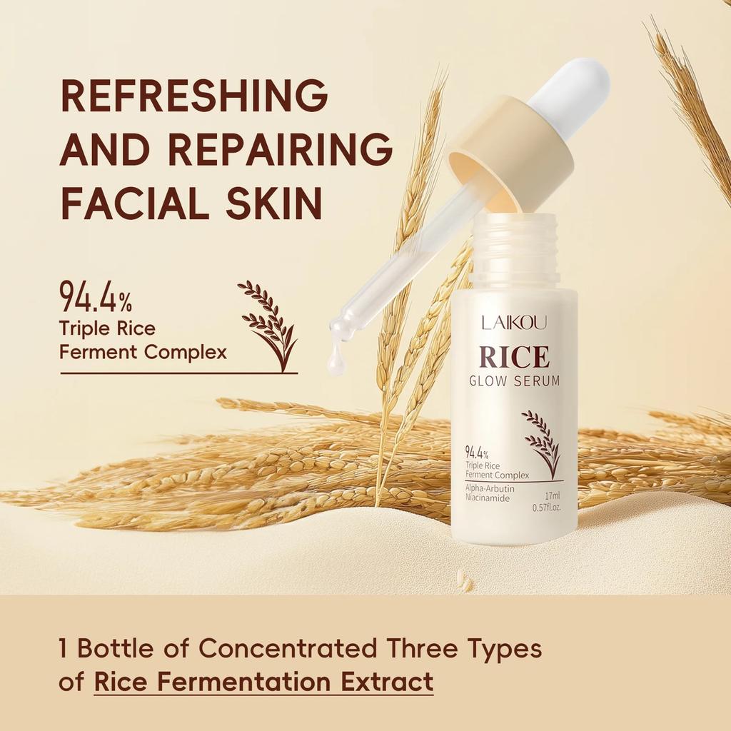 Rice Glow Facial Essence 17ml Hydrating Moisturizer Nourishes Brightens Skin Tone Natural Extract Serum Sensitive Skin