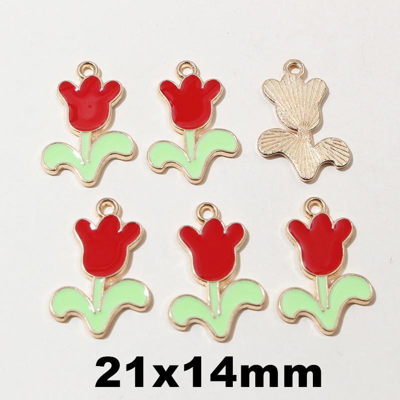 20pcs 17x14mm Flower Charms Pendant Enamel Alloy Small Cute Flower Charms DIY Jewelry Accessories Findings for Necklace Earrings