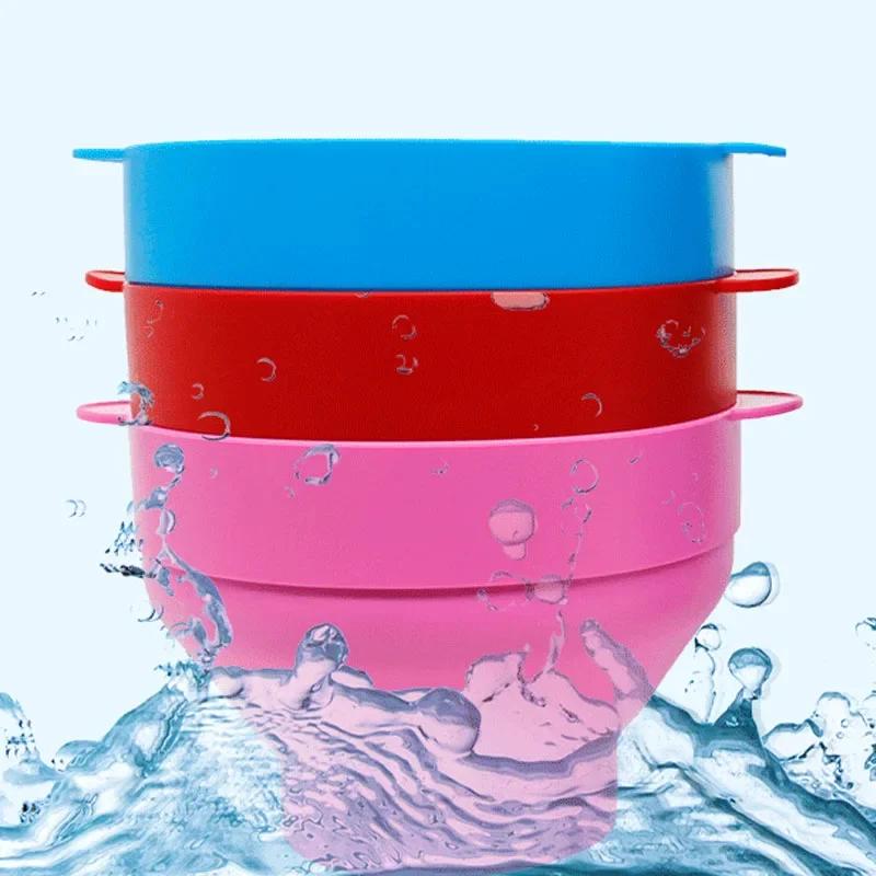 Recipiente para palomitas de maíz para microondas, de silicona, para hacer tú mismo, color rojo, con tapa, plato para frutas, herramientas fáciles de usar de alta calidad