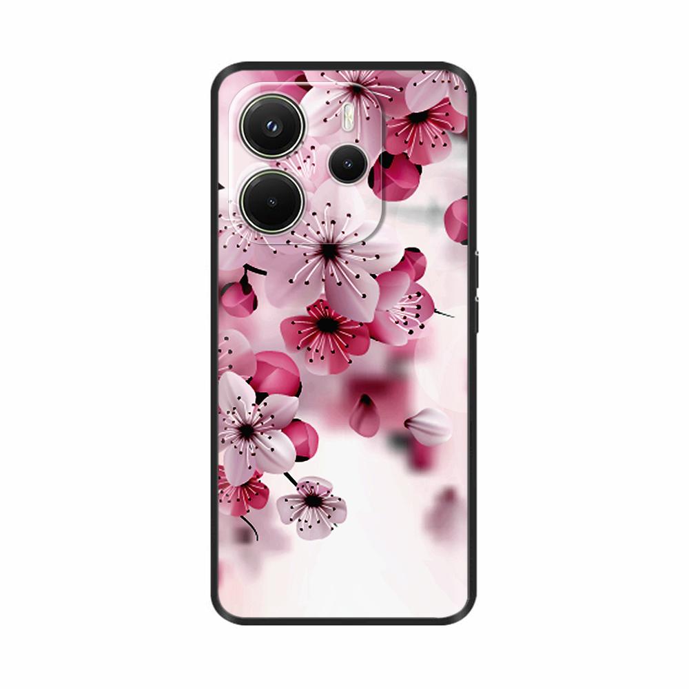 For Xiaomi Redmi Note 14 4G Case Luxury Painted Cover Black Silicone Phone Case For Redmi Note 14 Fundas note14 4G Soft Bumper