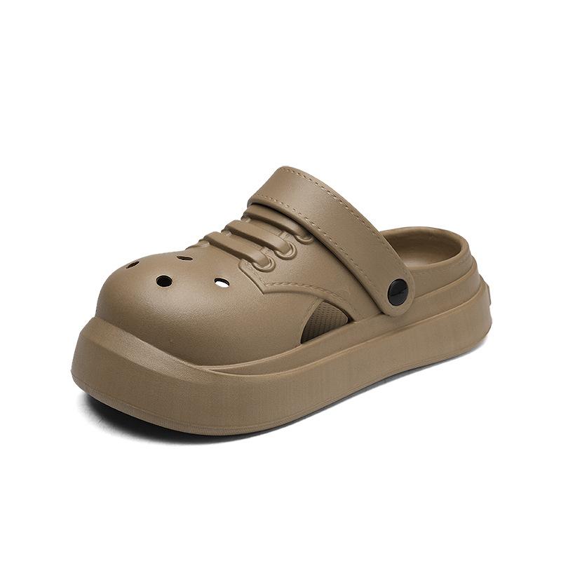 Fashion Couple'S Heightening Bag Head Hole Shoes Are Breathable, Light And Non-Slip, And Two Large-Size Slippers Are Worn Outdoors At Home.