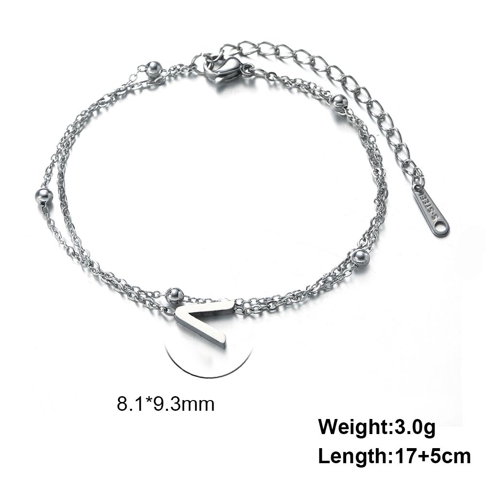 Dreamtimes 26 Alphabet Letter Charm Bracelet Silver Color Chain Initial Bracelets For Women Jewelry Adjustable Birthday Gift