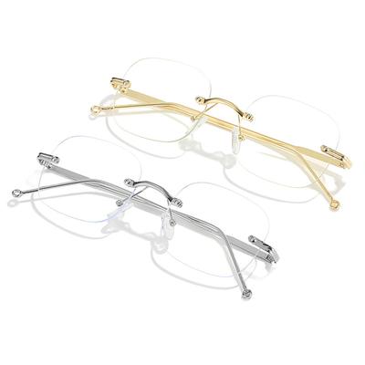 Rimless Myopia Glasses, Finished Products, Handsome, Elegant, Fashionable for Men and Women, The Same Style, Simple and Trendy, Plain-faced Glasses