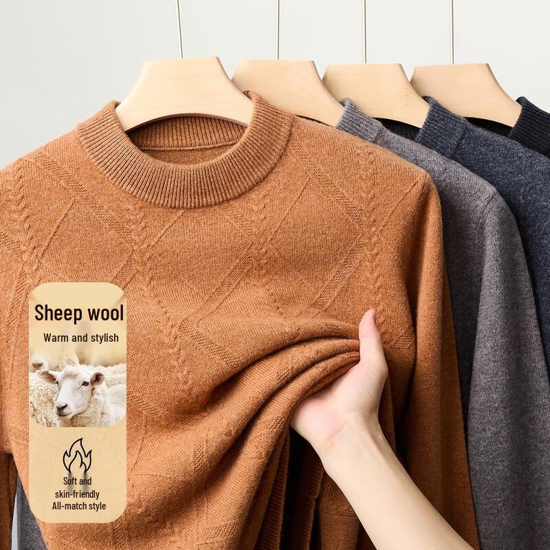 

Jinjuan Men s 100% Wool Round Neck Thick Warm Sweater 2XL