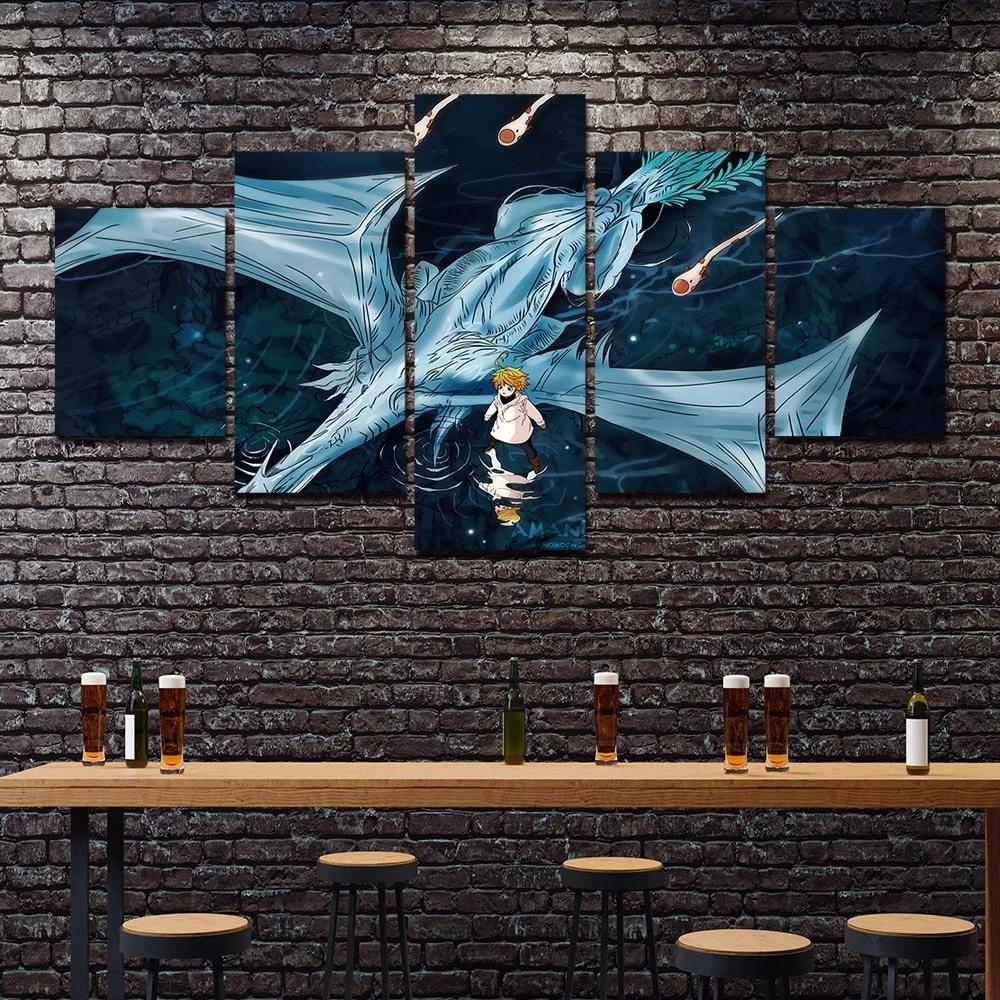Canvas Anime Characters Painting 5 Pieces The Promised Neverland Posters Modern Home Decor Wall Picture Living Room No Frame Art