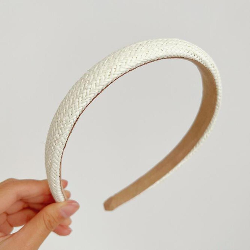 PROLY New Fashion Hairband For Women Narrow Side Headband Solid Color Handmade Straw Weaving Turban Casual Summer Headwear