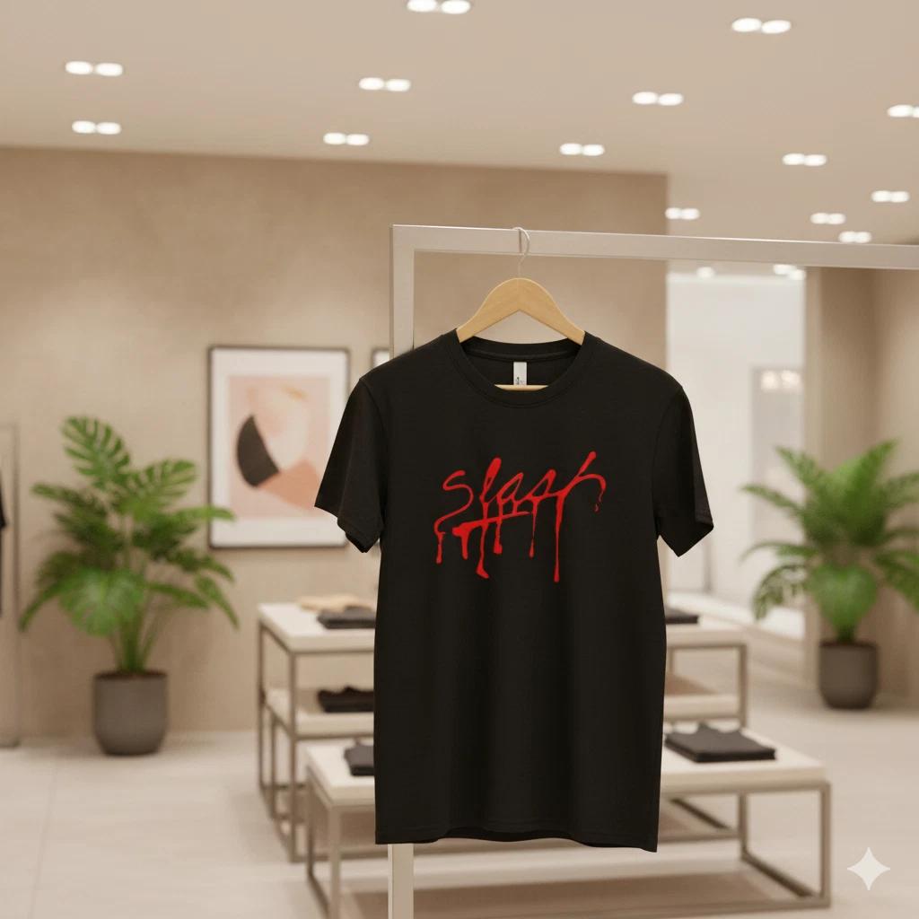 Unisex Adult Casual Graphic Slap T-Shirt Red Drip Logo Minimal Stre... M