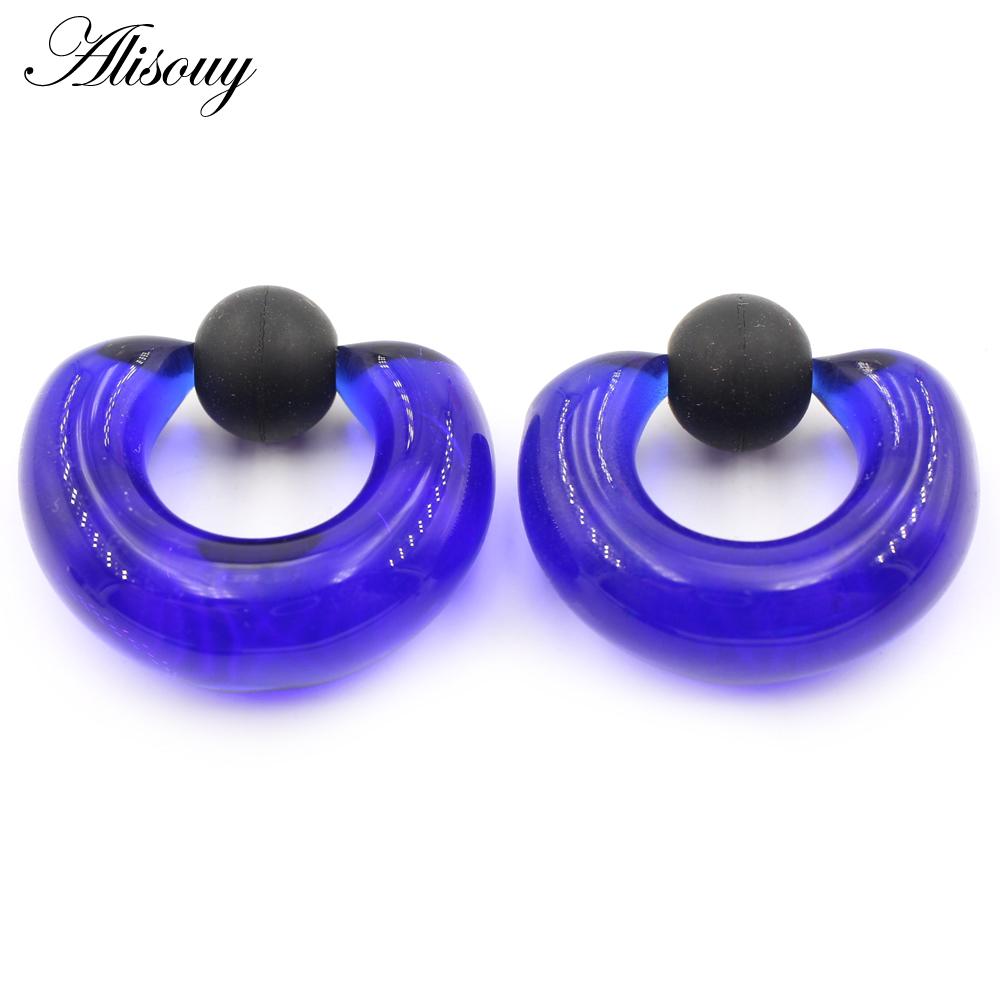 

Alisouy 2PCS Скляні вкладиші для вух Тунельний розширювач Козелок Хооп Сережки Кільце для носа Перегородка Клікери Пірсинг Прикраси для тіла #3 6*12mm синій/глибокий
