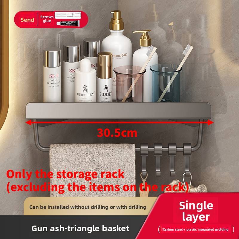 Wall Mount Corner Bathroom Shelving Unit With Antipunch Design For Toilet And Kitchen Storage