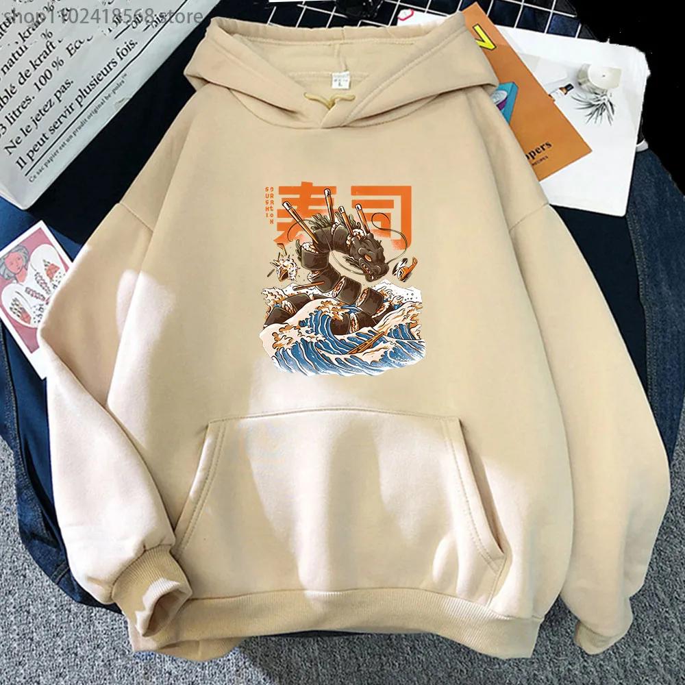 Great Sushi Dragon Hoodies Japanese Style Sweatshirt High Street Streetwear Women Clothing Men Pullover Y2k  Sudaderas