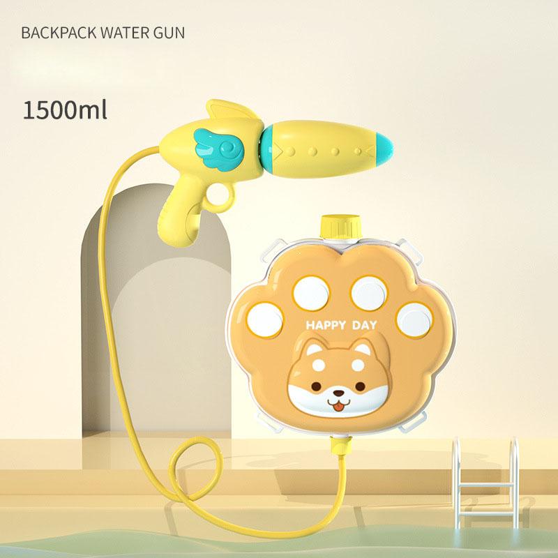 Summer Backpack Water Gun Children Outdoor Game Swimming Pool Beach High Capacity Water Shooter Toy Cartoon Animal Pull-out