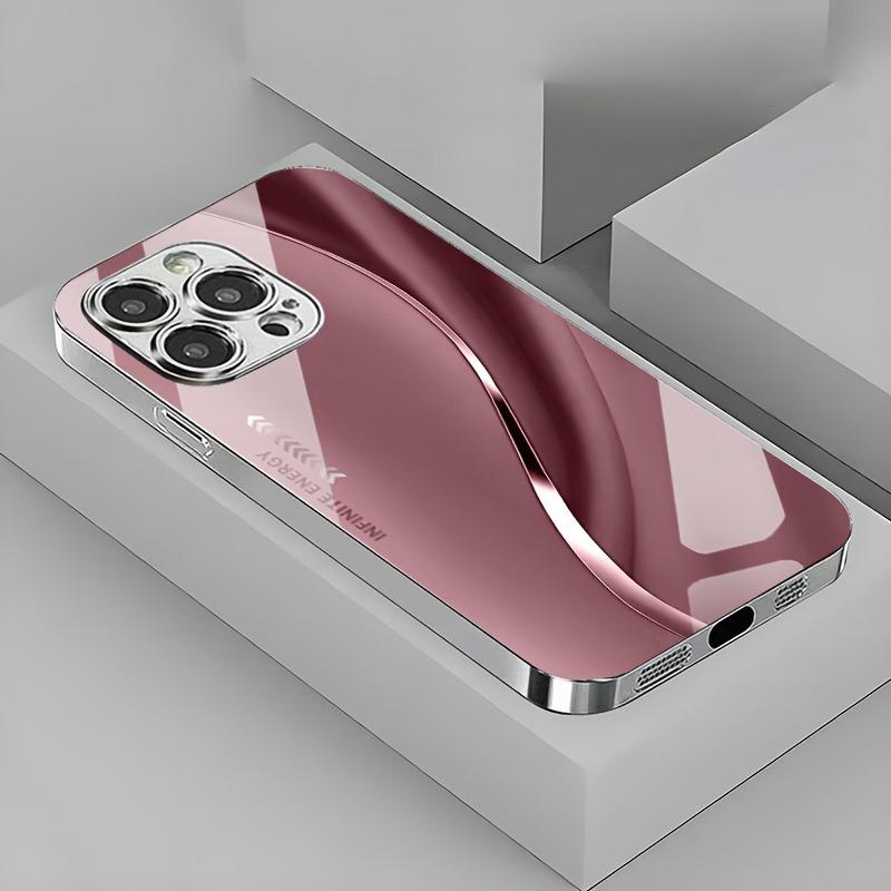 Coque de téléphone minimaliste à dégradé et courbe plaquée pour iPhone 17 16 15 14 13 12 11 Pro Max Plus 16E 17 Air Housse en verre trempé