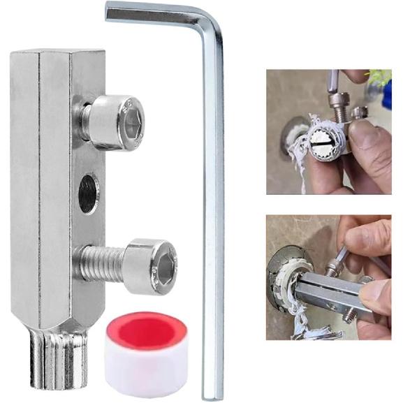 Stripped Screw Extractor, with Tape, Water Pipe Screw Removal Tool Broken Bolt Remover for 1/2 Inch 3/4 Inch Pipes Valve Faucet, Faucet Angle Valve