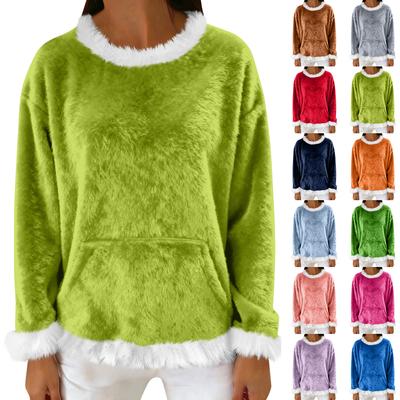 Women's Casual Fleece Sweatshirt  Long-Sleeve Round  Neck Casual Comfortable Loose-Fit Lightweight Women's Flannel Sweatshirt