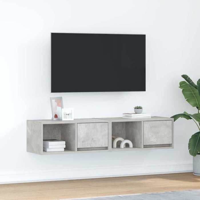 VidaXL Meubles TV 2 pcs gris béton 60x31x25,5 cm bois d'ingénierie, banc TV, meuble hifi, centre de divertissement, buffet 861443