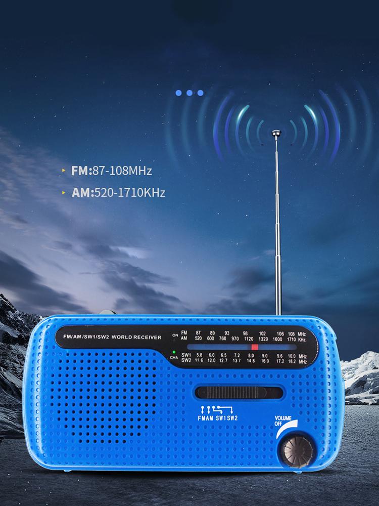Portable Solar Hand Crank Radio 1200mAh USB Portable Outdoor Emergency Speaker Stereo Emergency Hand Crank
