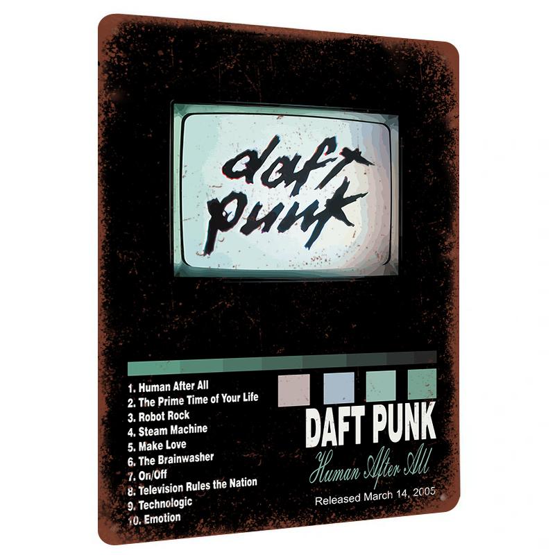 Daft Punk Human After All Album Cover Art Metal Tin Sign Vintage Decor for Music Fans 20x30cm（7.8x11.8inch）