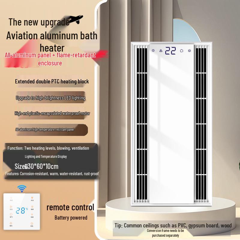 Shenhua Integrated Bathroom Ceiling Heater Fan with Dual Warmth, Lighting, and Exhaust Features