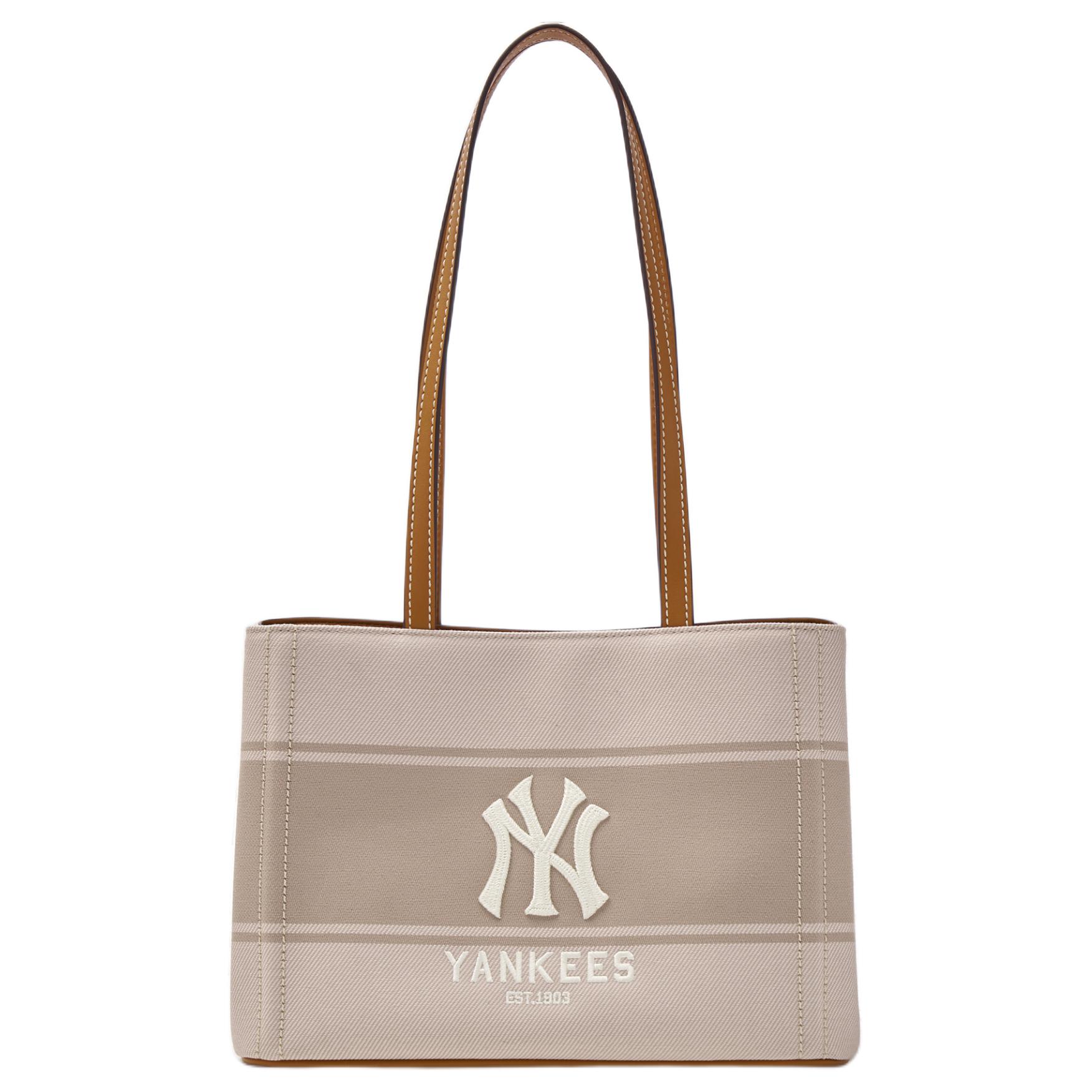 MLB New York Yankees Classic Logo Polyester Tote Bag Women Tote Bags Beige 3ABQB015N-50CRS Beige