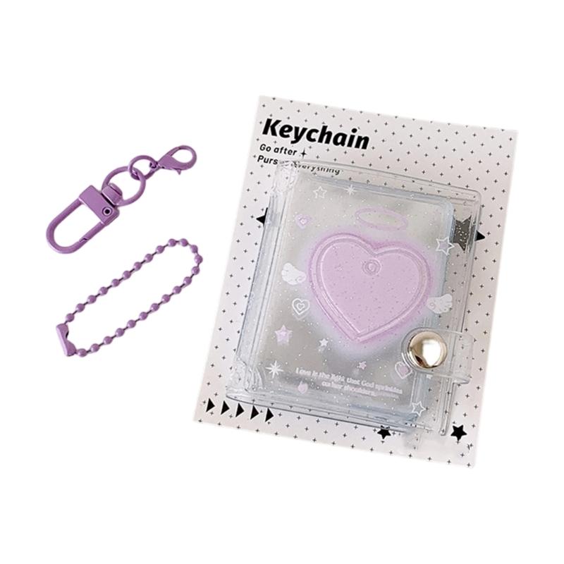 

Transparents 2inch Photo Card Album 16 Page Portable Storage for K Collectors and Students Glitters фиолетовый