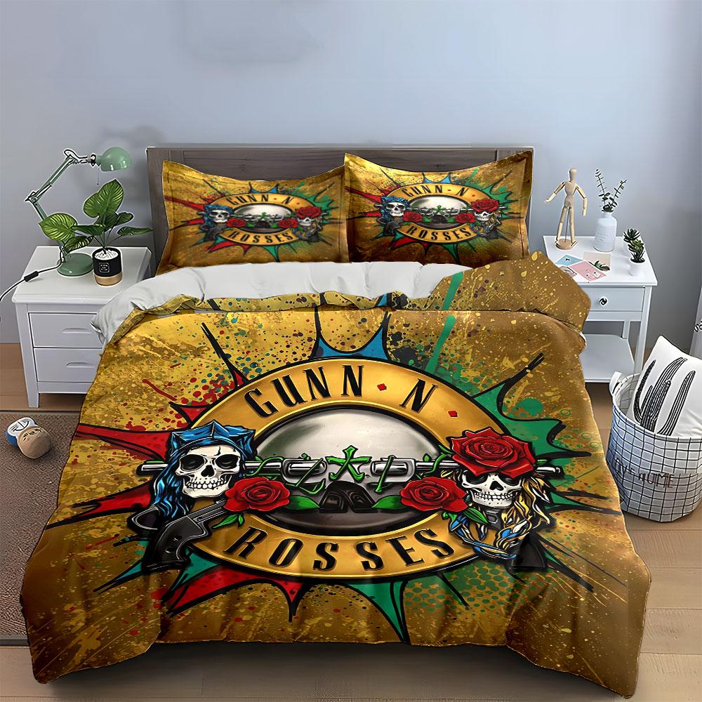 Skull and Roses Graphic Print Bedding Duvet Cover Set Duvet Cover Pillowcases (1*Duvet Cover 2*Pillowcases, without duvet insert)