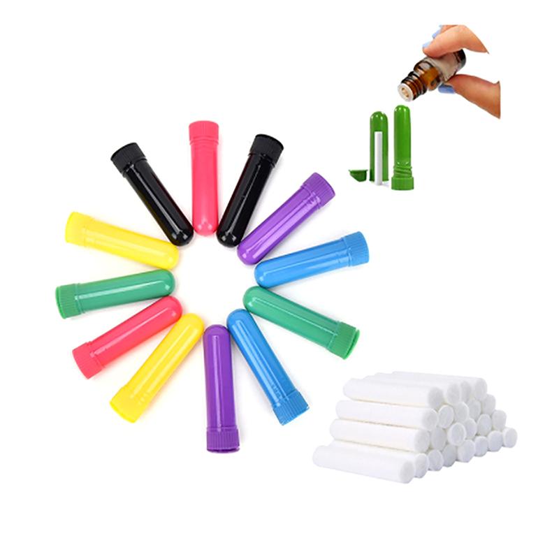 Empty Nasal Inhaler Tube With Cotton Wicks Refill Plastic Nasal Inhaler Sticks For Essential Oil Containers Aromatherapy Inhaler