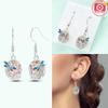 Hoop Earrings 925 Silver Certified Red Bow Heart Zircon Stud Earrings Lady's Anniversary Gift Luxury Jewelry