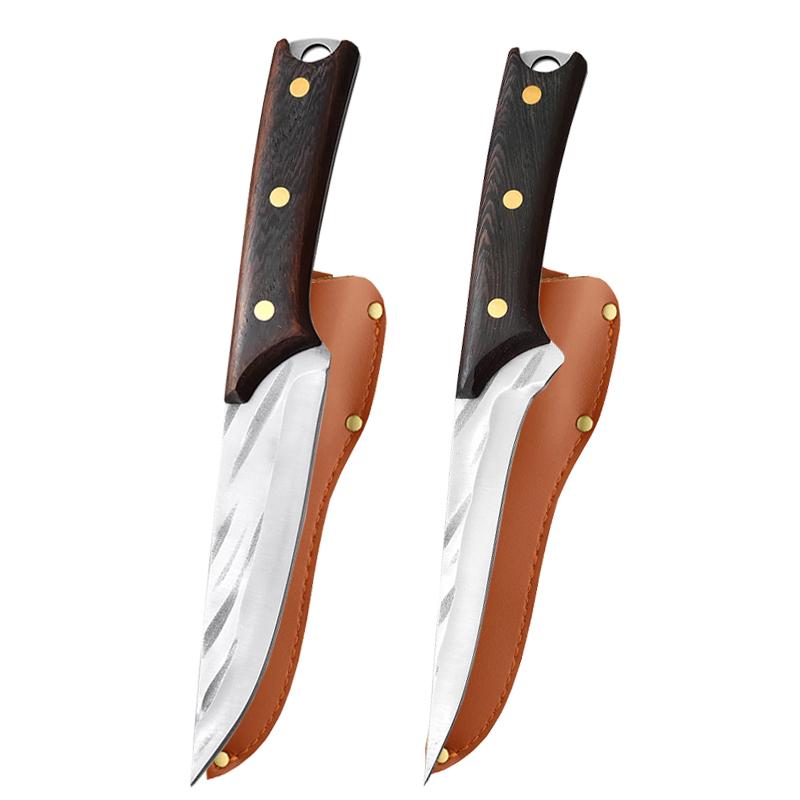 

Кованый нож для мяса ручной работы, нож для обвалки из нержавеющей стали, нож для мясника с чехлом для ножа 2pcs with cover