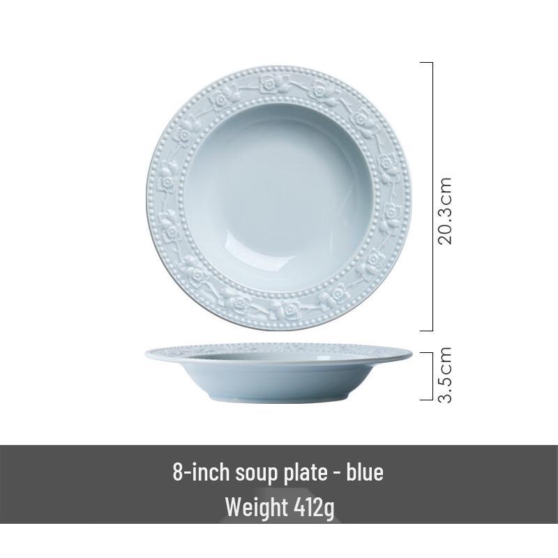 Wuhe Ceramic Classic Strawberry Embossed 8-inch Deep Plate