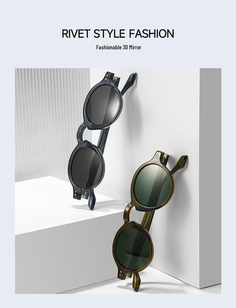 Retro Korean Style Small Frame Polarized Sunglasses with CP Insert - Unisex Anti-UV 8612 Design