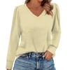 Dámská móda Ležérní košile s dlouhým rukávem jednobarevná Dámské topy s výstřihem do V