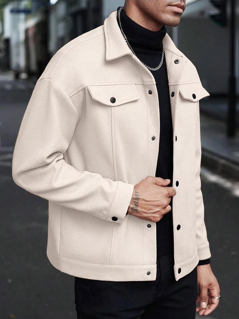 Autumn & Winter Lapel Woolen Men's Coat - Casual Sport Business Jacket