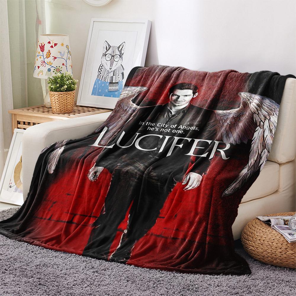 1Pc Lucifer Print Flannel Blanket, High quality Comfortable for All Seasons, Home Decor, Warmth and Comfort, Perfect for Gifts