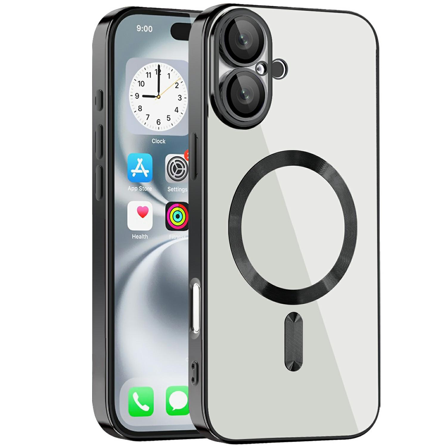 

For iPhone 16 Plus Case Compatible with MagSafe TPU+PC Clear Back Cover Black