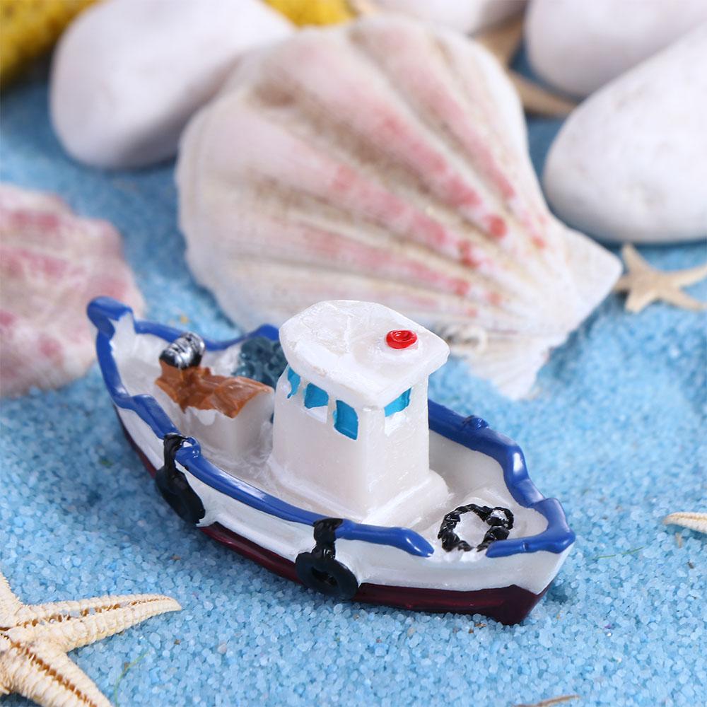 Micro Landscape DIY Aquarium Fishing Boat Yacht Boat Boat Model Tabletop Ornaments Fishing Ship Toy