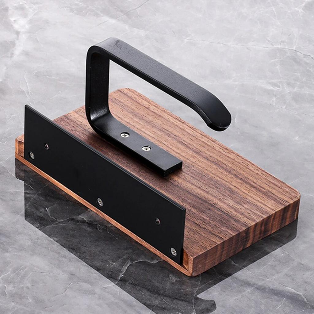 Toilet Paper Holder with Natural Walnut Wooden Shelf Tissue Roll Hanger Wall Mounted Paper Towel Bar Toilet Paper Roll Holder