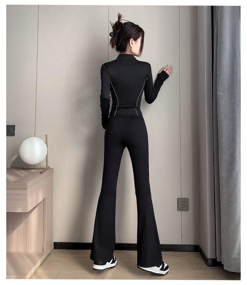Women's 2024 Quick-Dry Yoga Suit: Slimming Jacket & Micro Flare Pants